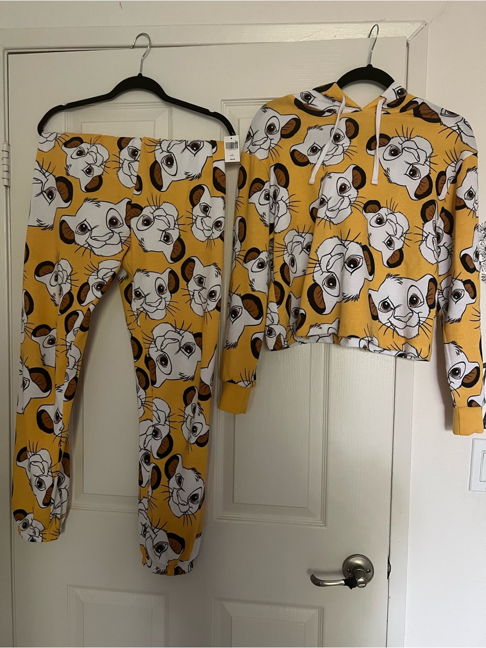 Disney Yellow Lion King Simba Hoodie Pajama Set